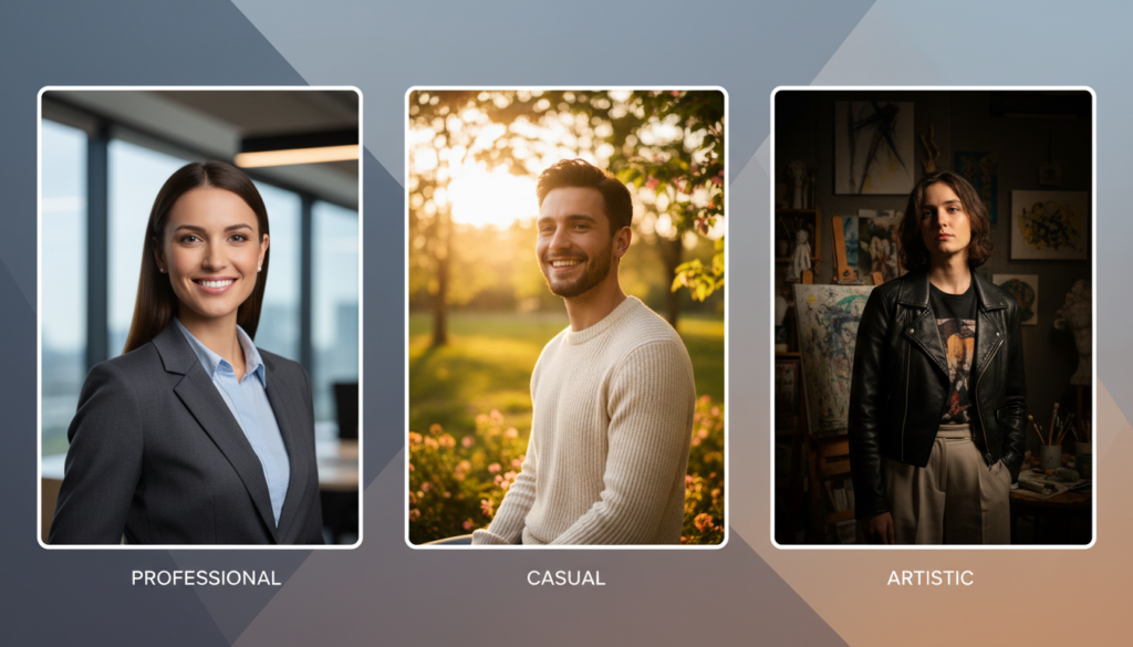 comparación de estilos de foto de perfil